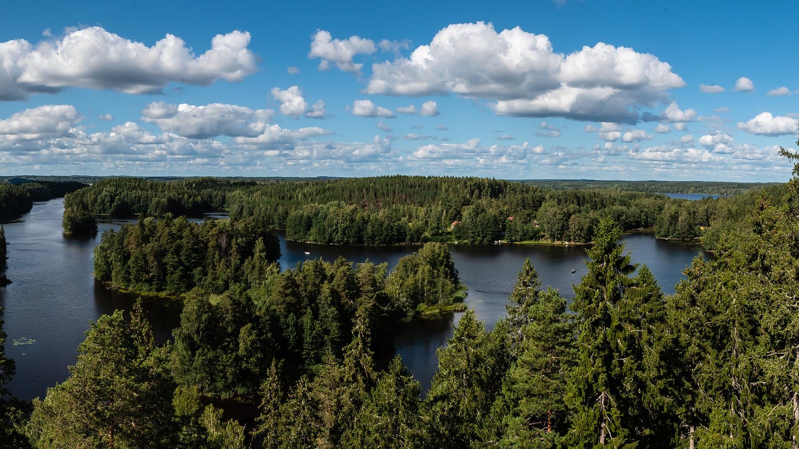 Näkymä Kaukolanharjun näkötornista Pyhäjärvelle ja Kuivajärvelle